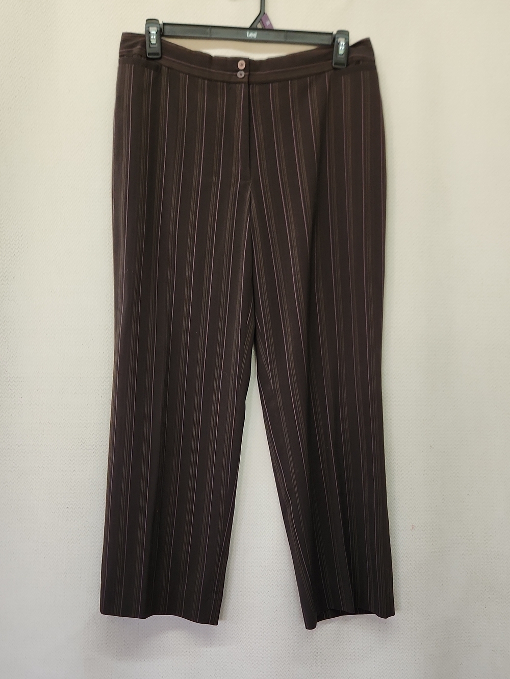 NY Collection Men's Dark Brown Pinstripe Dress Pants